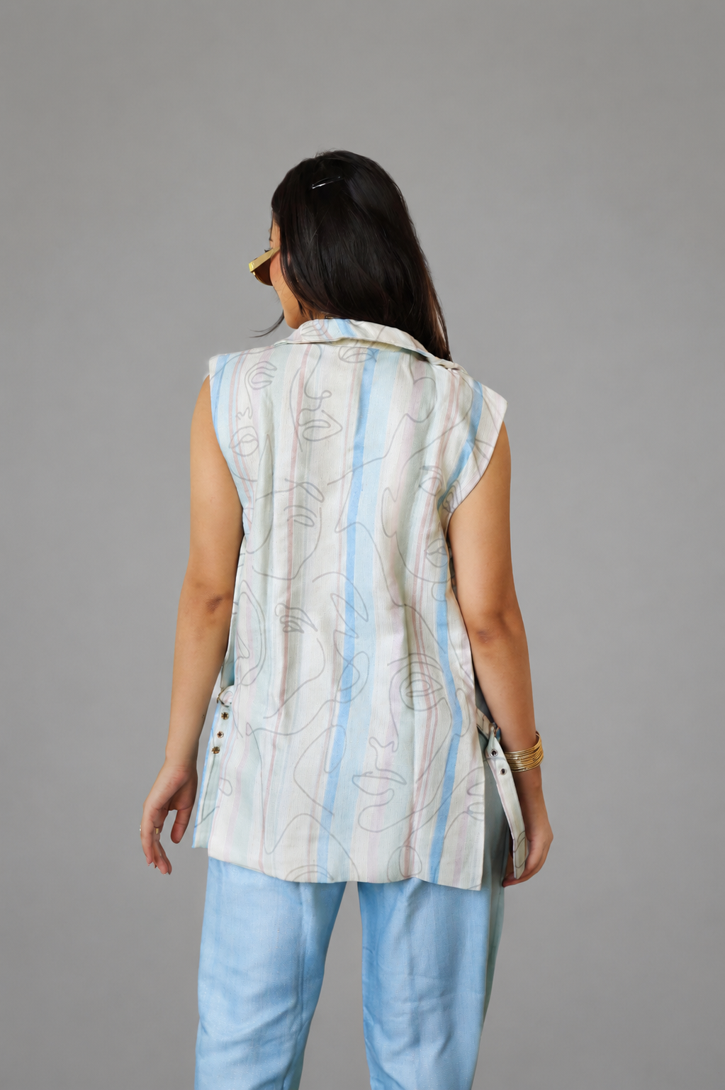 Ocean Blue Layered Blazer Co-Ord Set