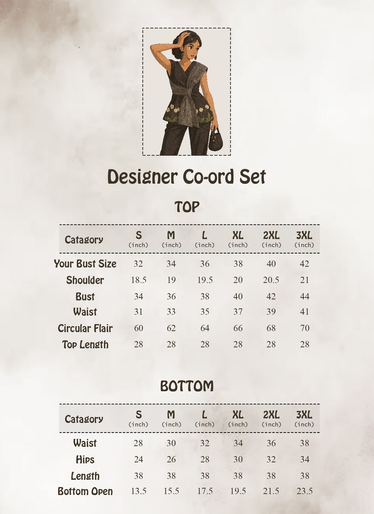 Size Guide in Inches