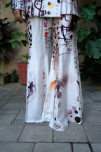 White and Black Abstract Ink Print Blazer Co-Ord Set