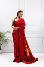 Sun-Moon Galaxy Saree – Divine Red