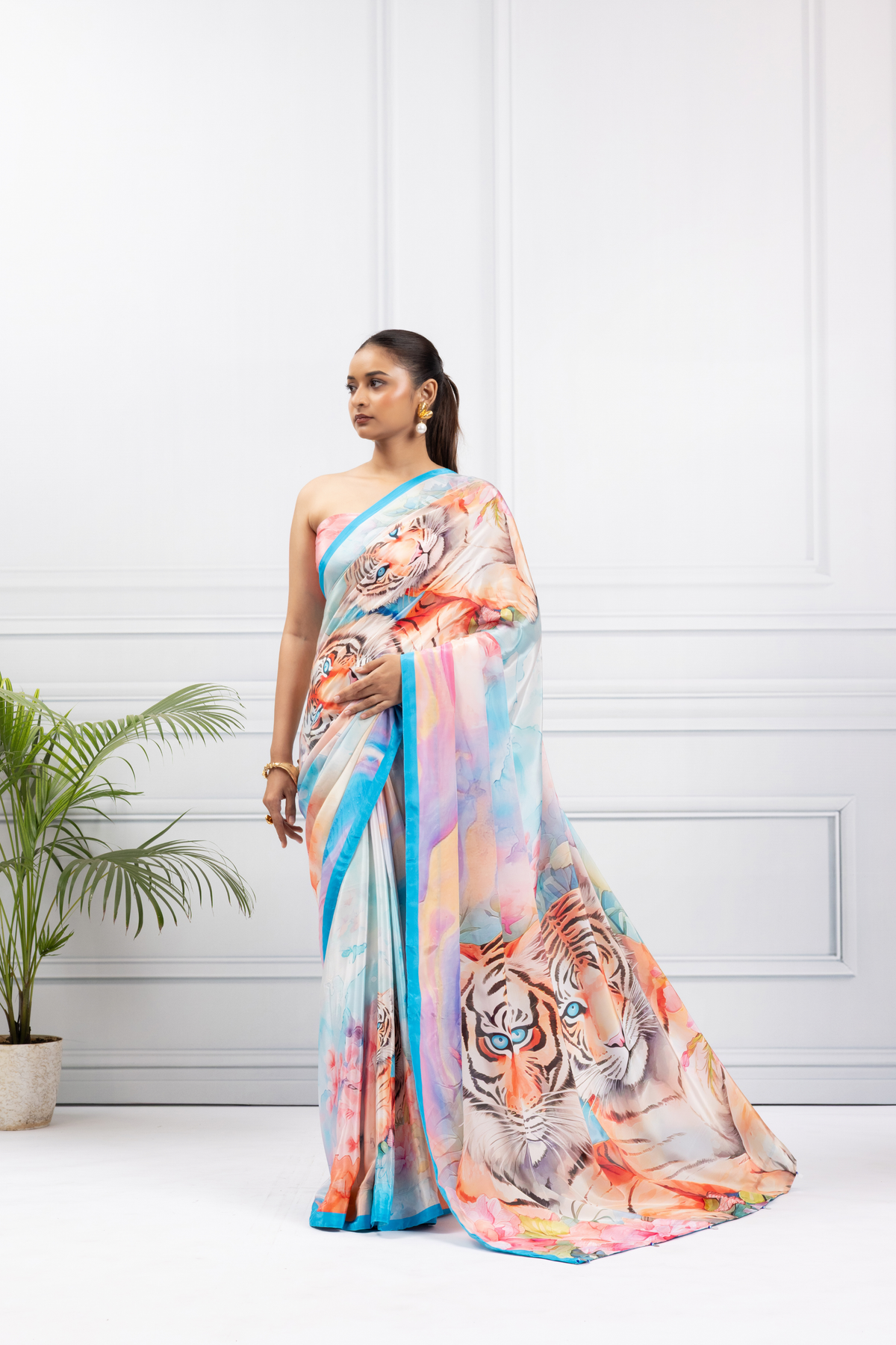 Royal Tigers Design Saree