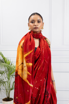Sun-Moon Galaxy Saree – Divine Red