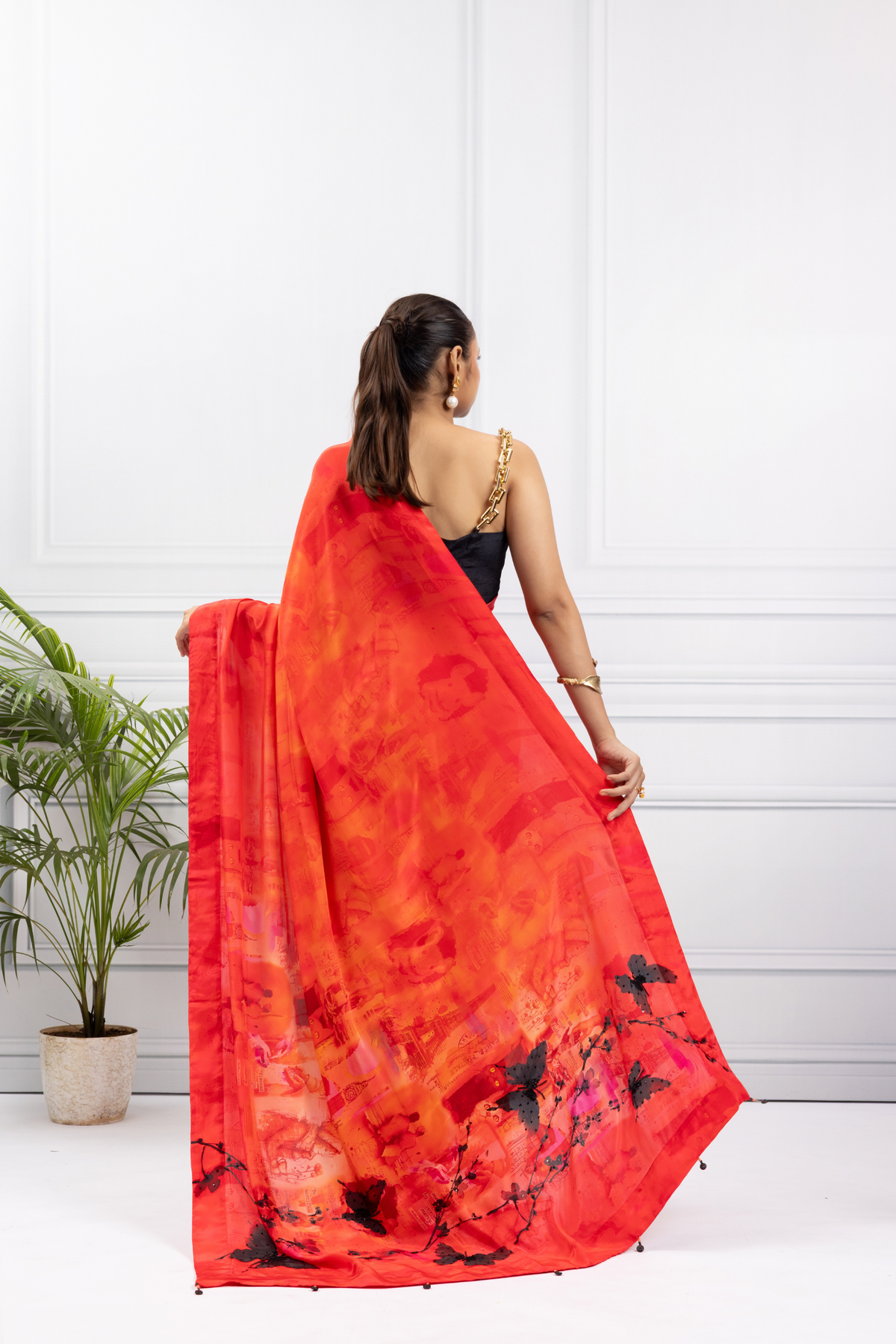 Butterfly in Paris Red Saree
