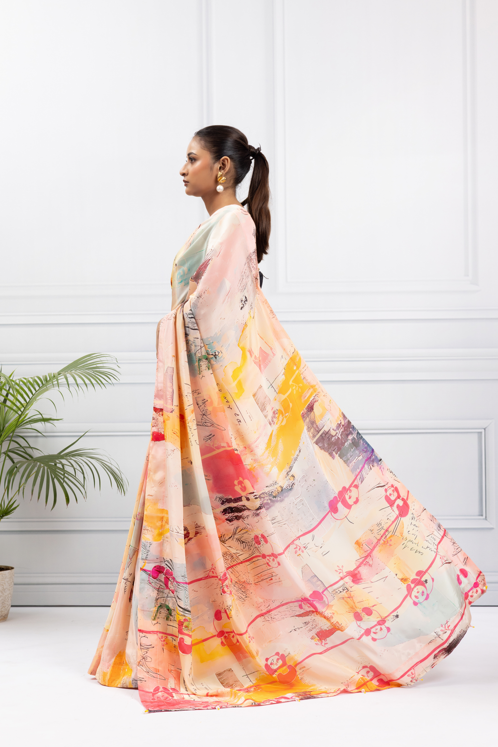 Pink Panda Love Saree