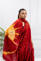 Sun-Moon Galaxy Saree – Divine Red