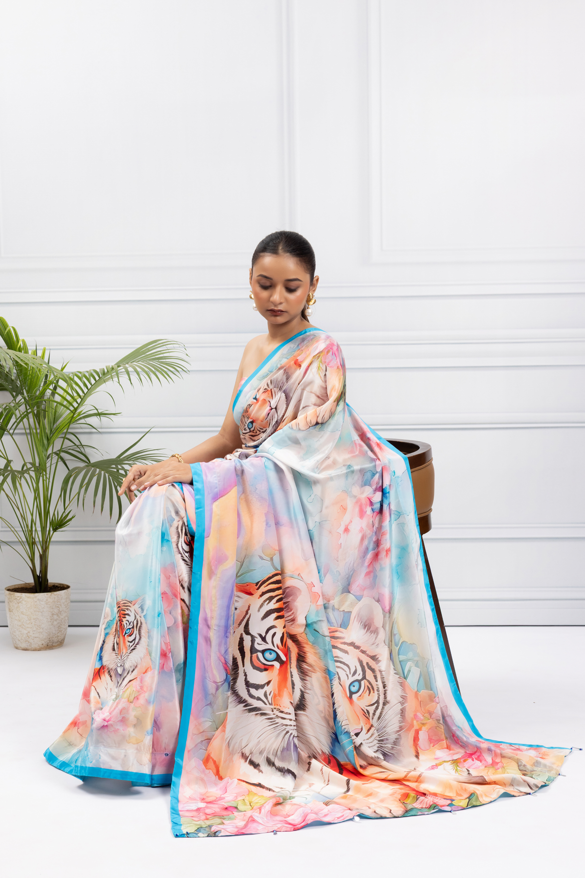 Royal Tigers Design Saree