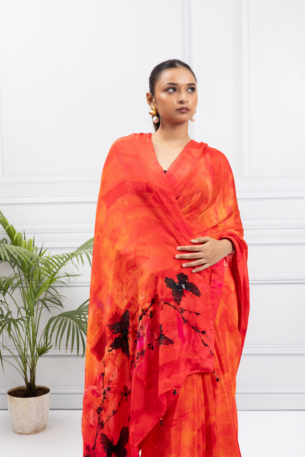 Butterfly in Paris Red Saree