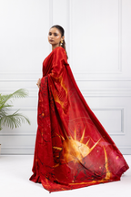 Sun-Moon Galaxy Saree – Divine Red