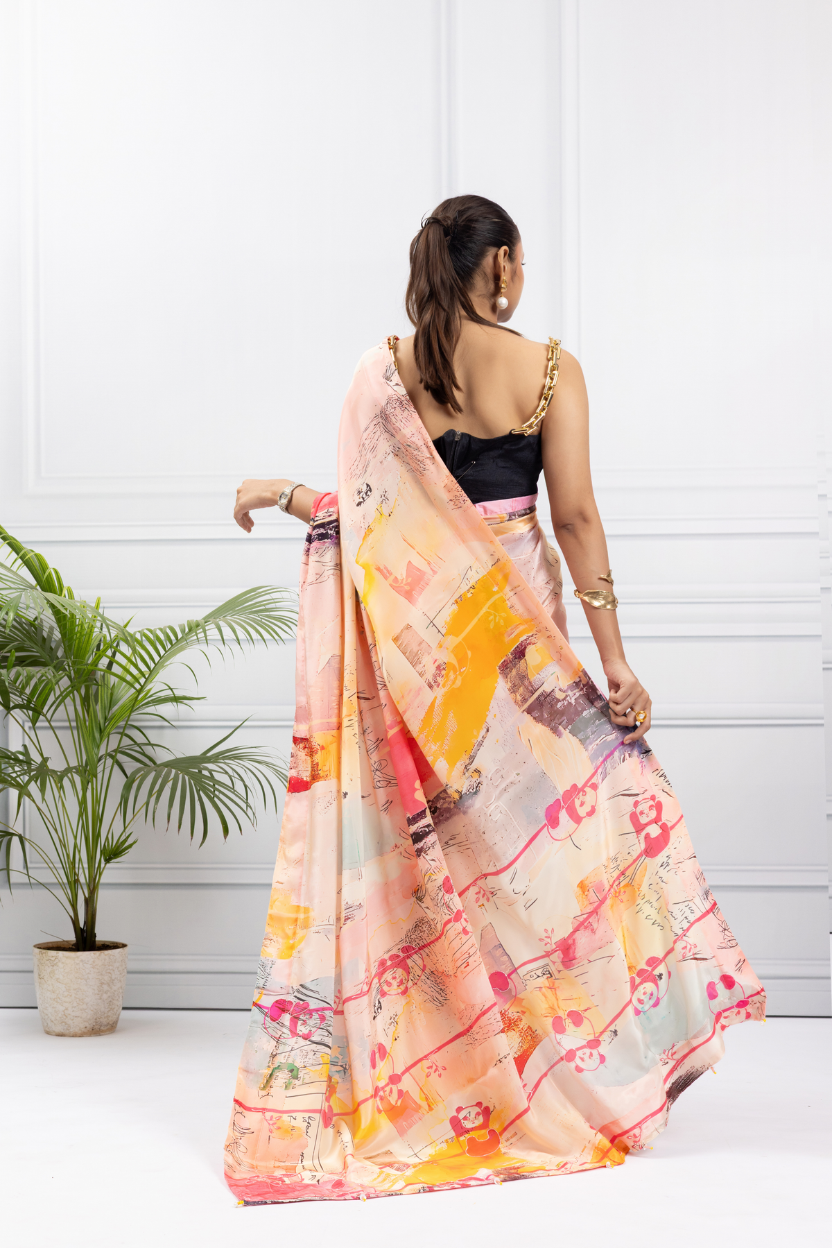 Pink Panda Love Saree