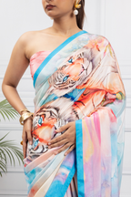 Royal Tigers Design Saree