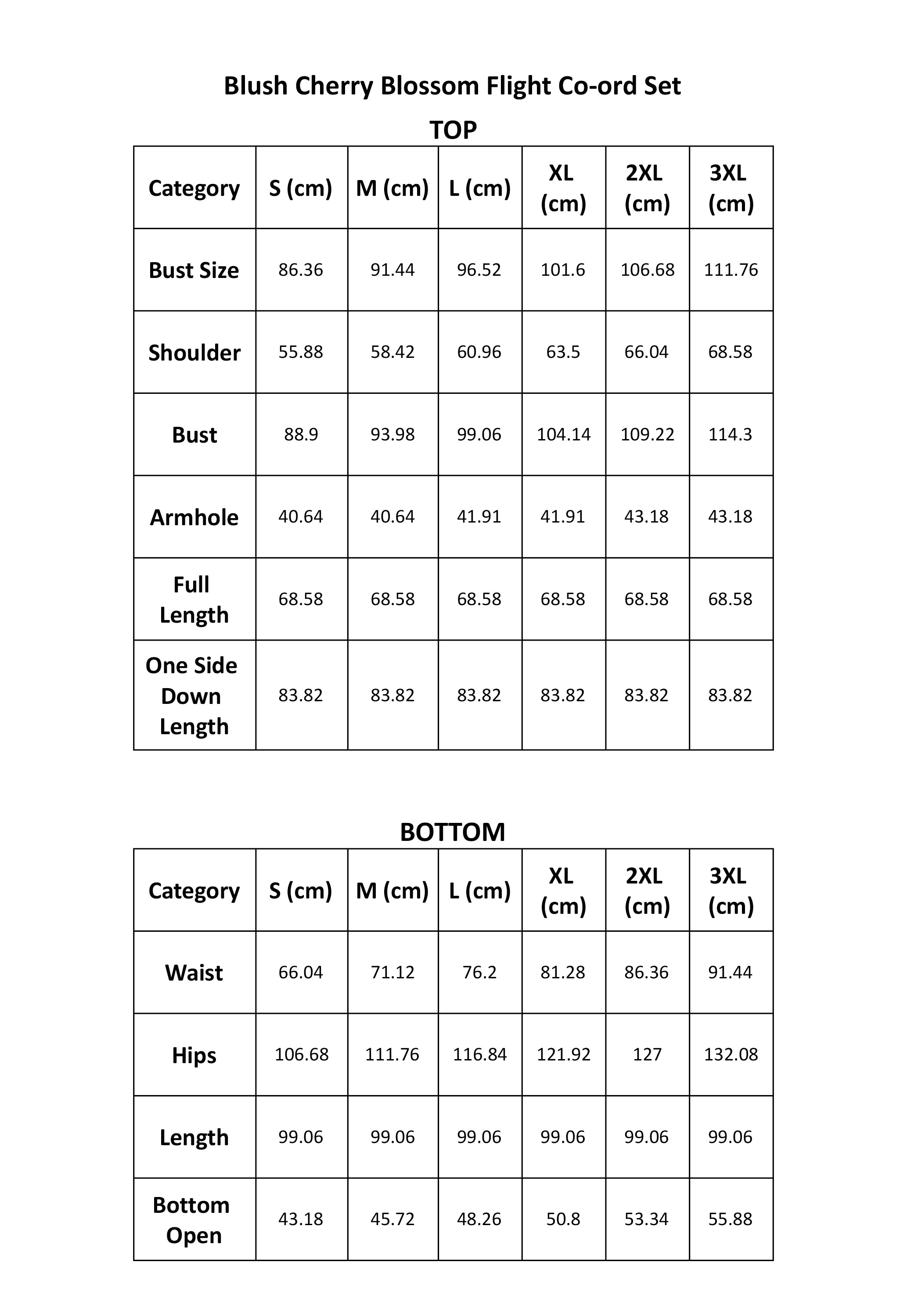Size Guide CM