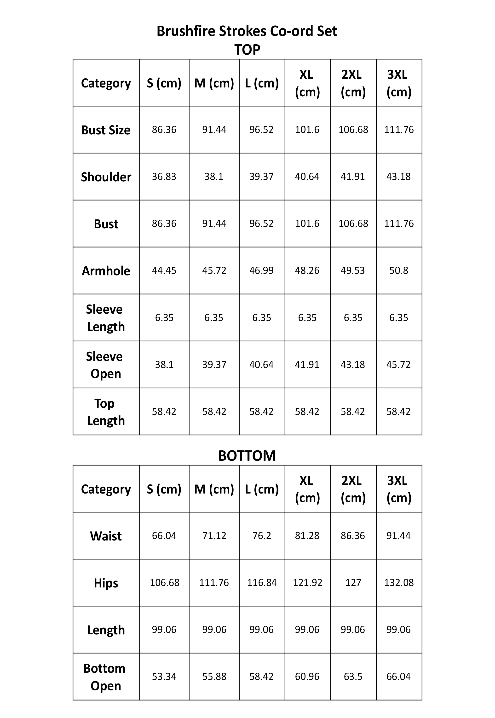 Size Guide CM