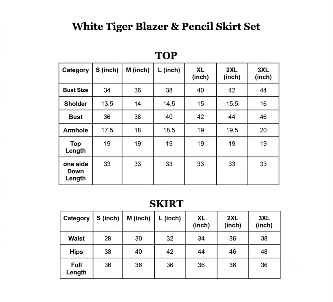 Size Guide Inches