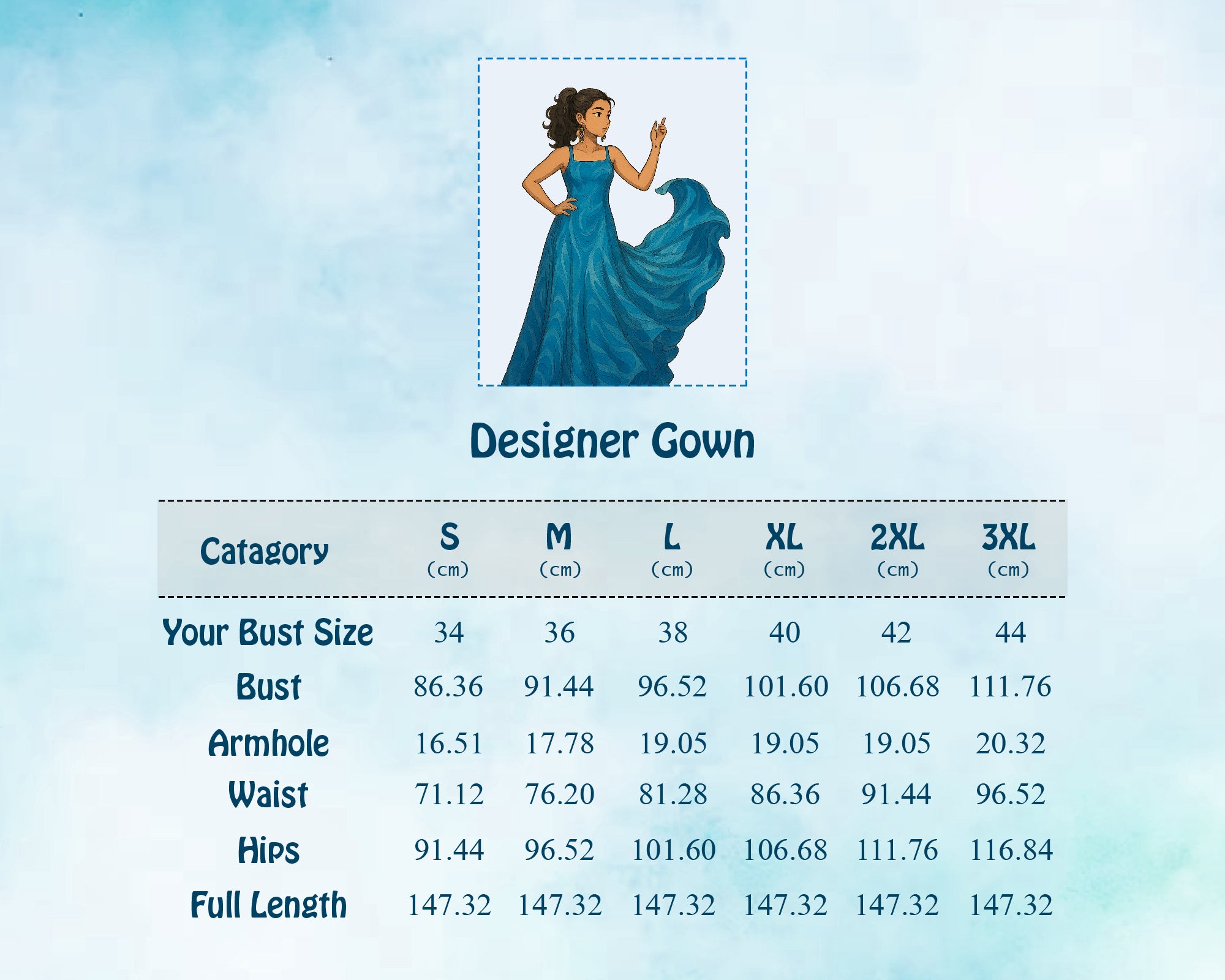 Size Guide in CM