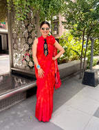 Butterfly in Paris Red Saree