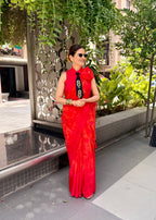 Butterfly in Paris Red Saree