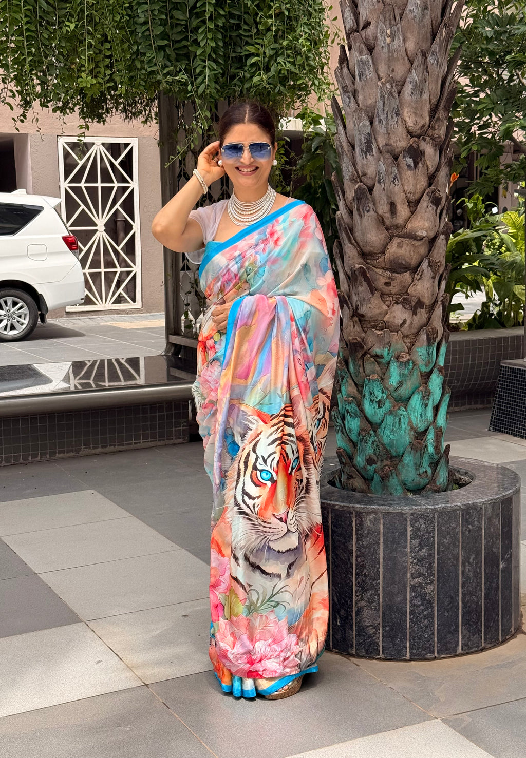 Royal Tigers Design Saree