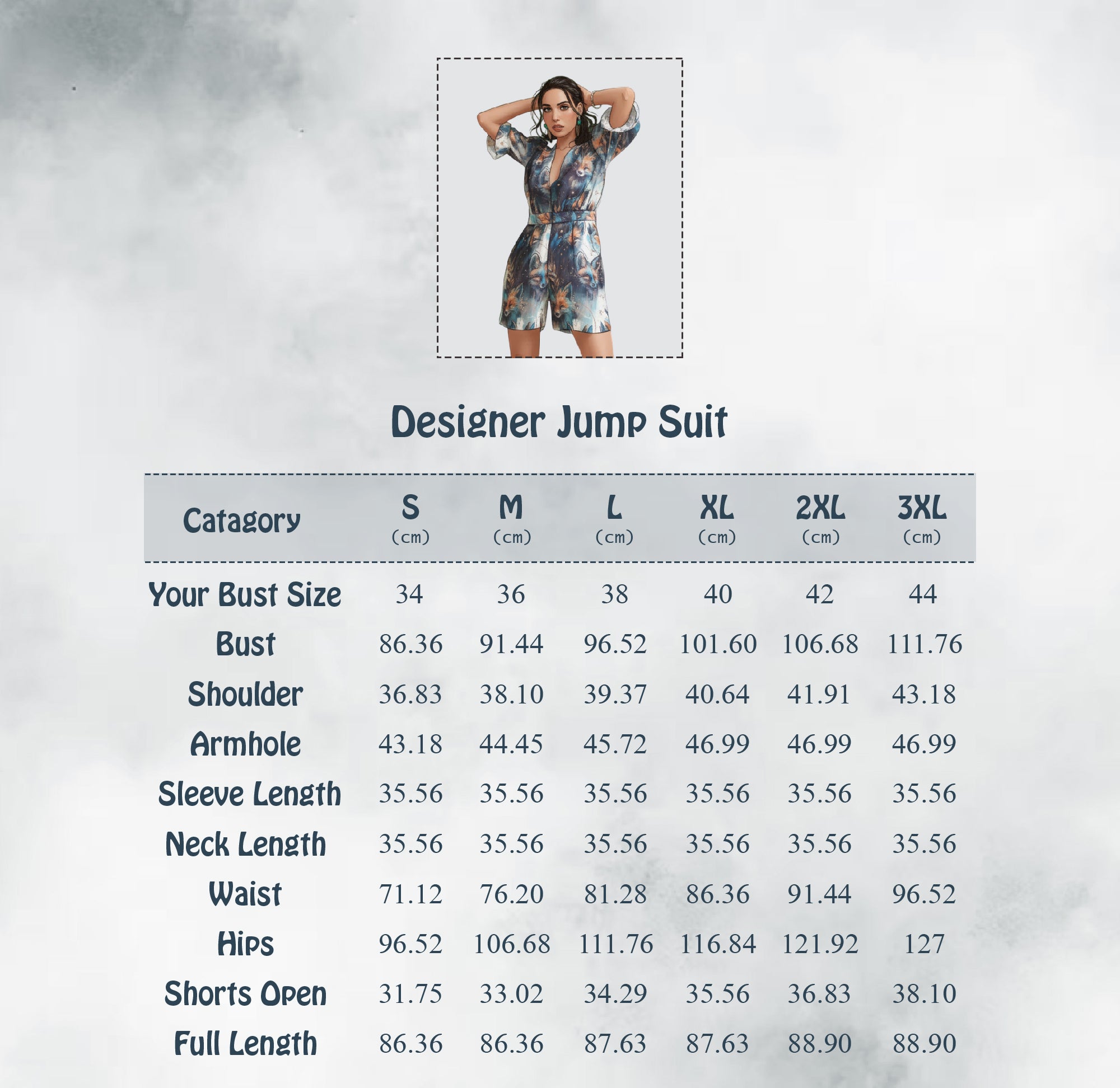 Size Guide in CM