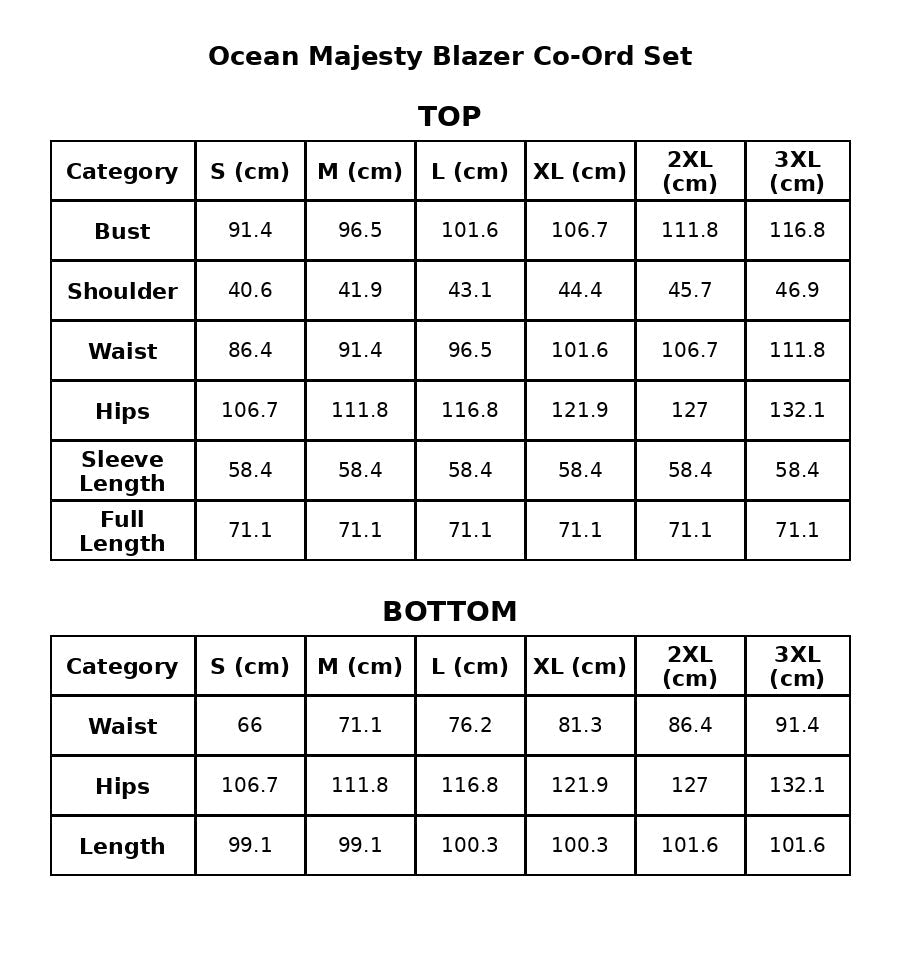 Size Chart CM