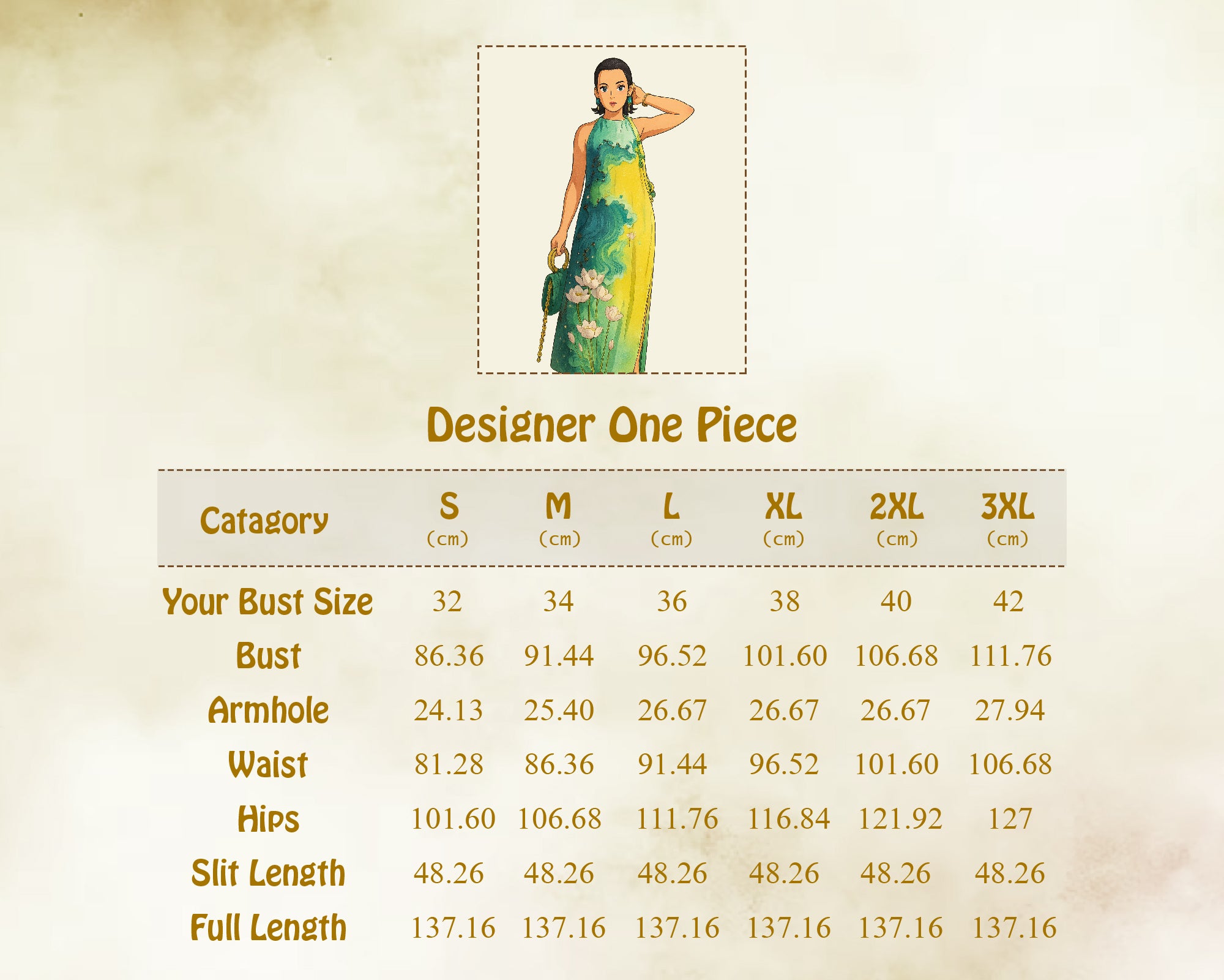 Size Guide in CM