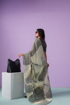 Fingerprint Aura Hypnotic Waves Saree