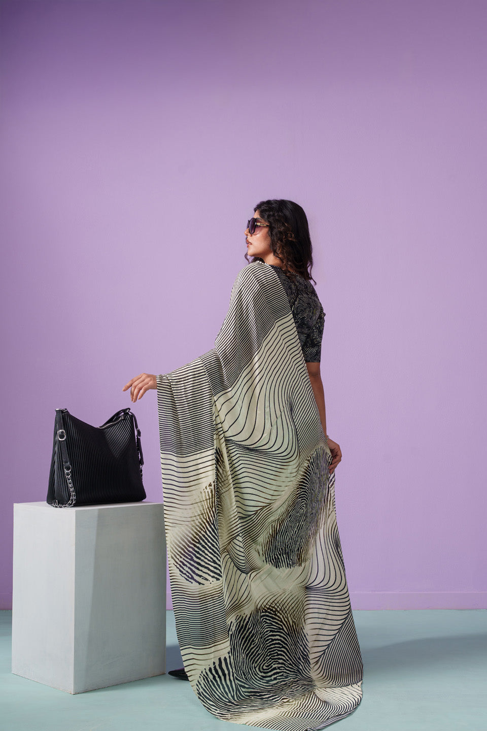 Fingerprint Aura Hypnotic Waves Saree