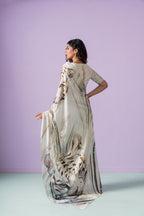 Bravery Bengal Wild White Snow Tigers Saree