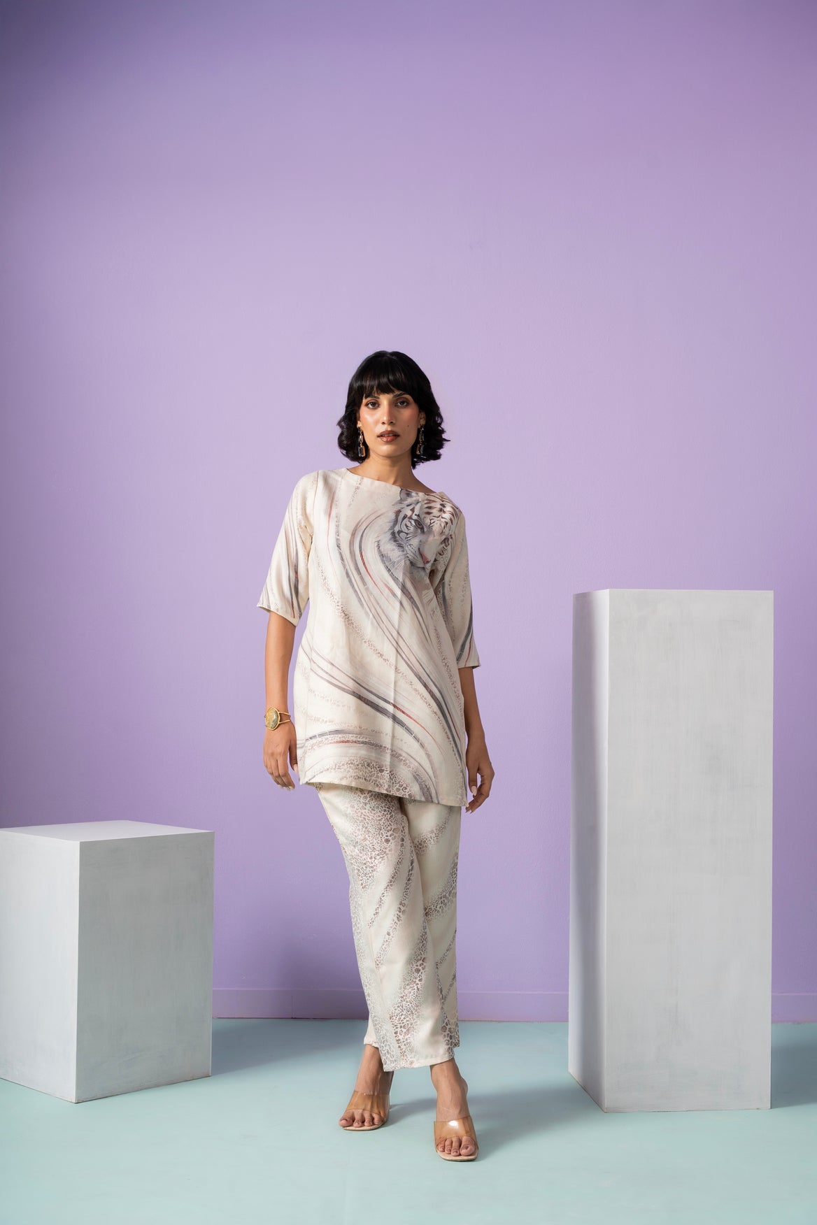 Bravery Bengal Wild White Tiger Co-ord Set