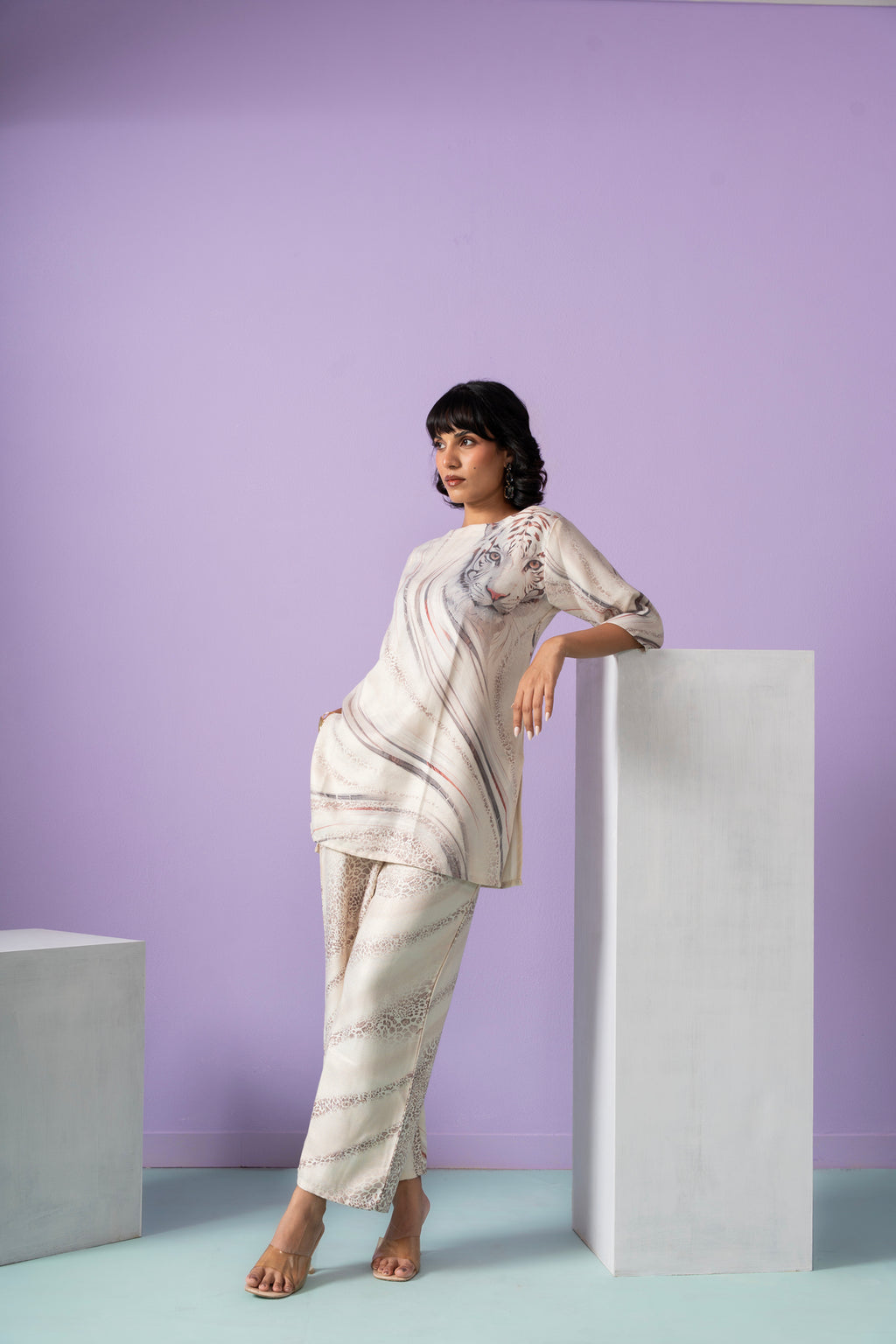 Bravery Bengal Wild White Tiger Co-ord Set