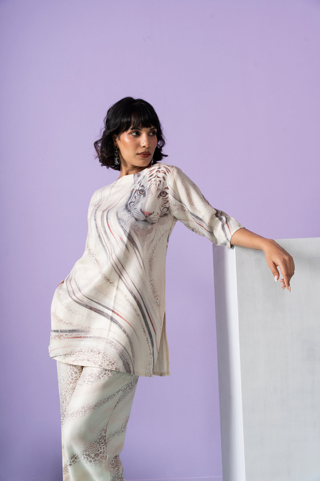 Bravery Bengal Wild White Tiger Co-ord Set