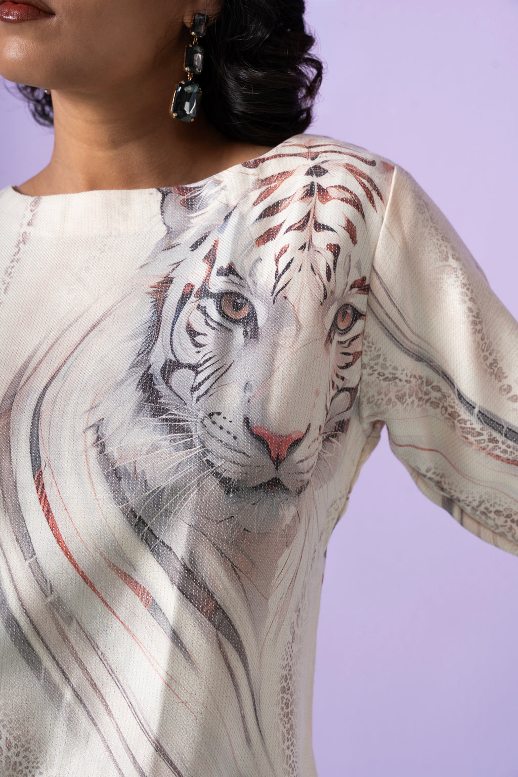 Bravery Bengal Wild White Tiger Co-ord Set