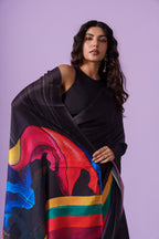 Noir Spectrum Mystery Face Saree