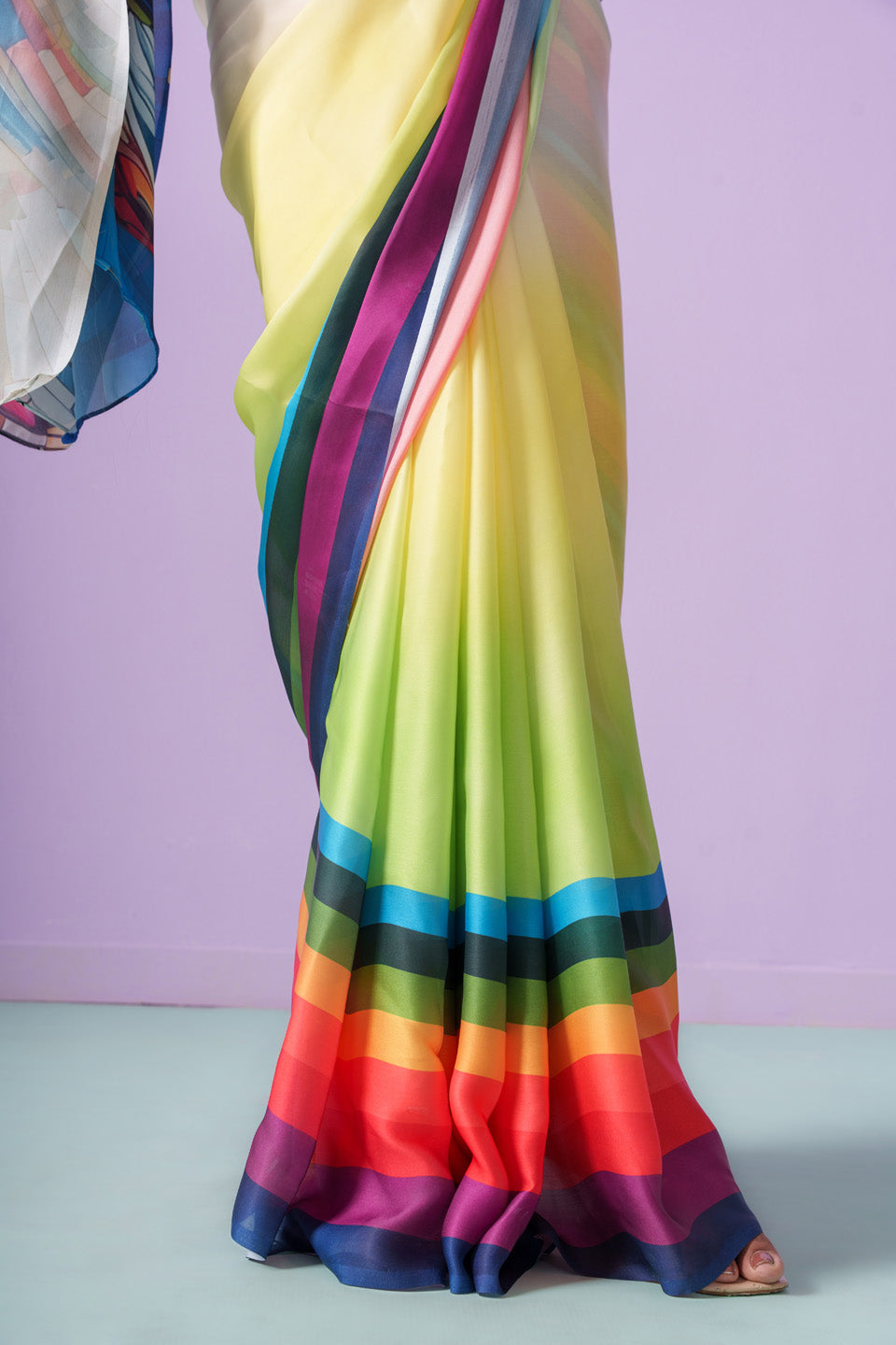 Prism Cascade Abstract Horse Saree