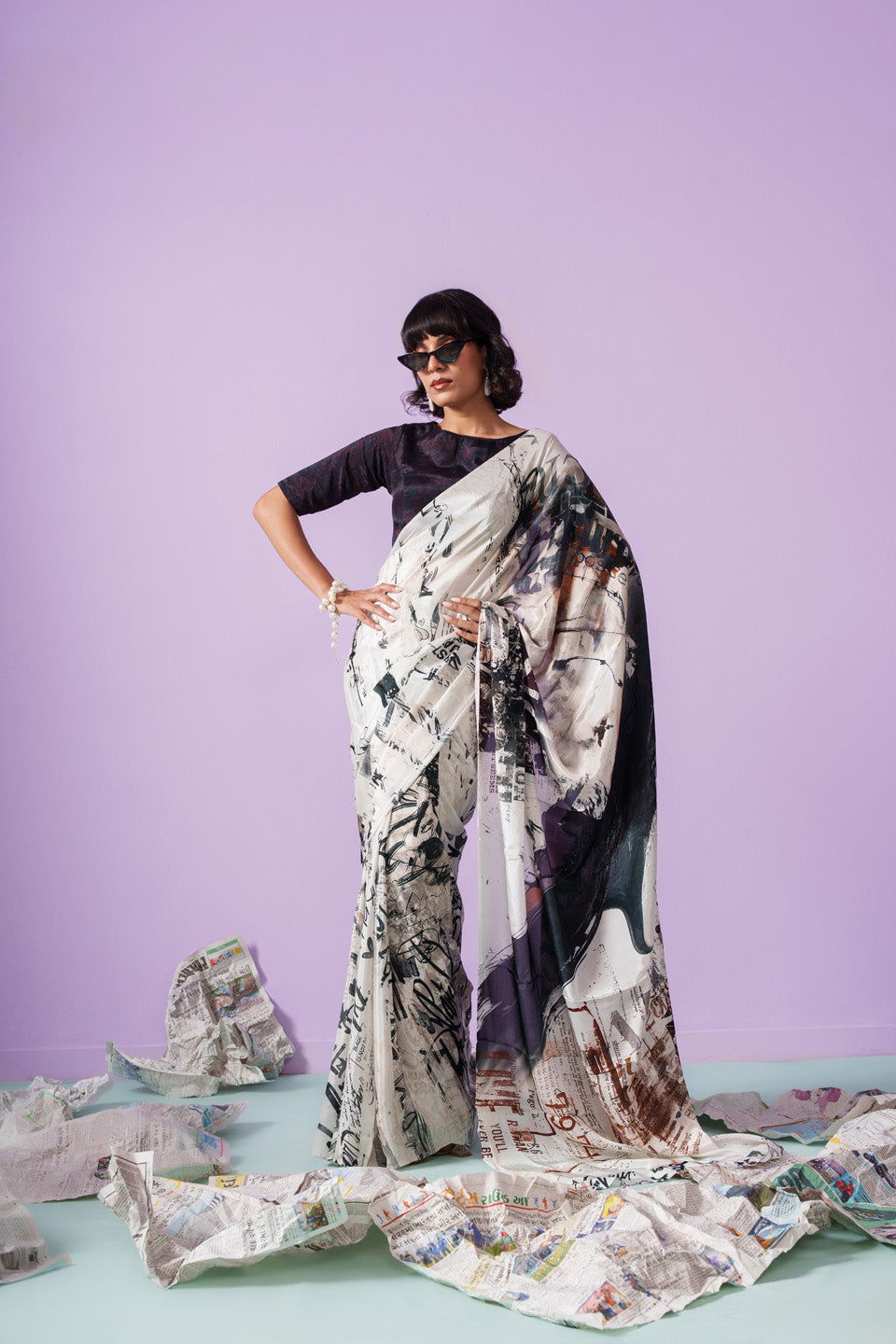 Graffiti Rebellious Elegance Letter Saree