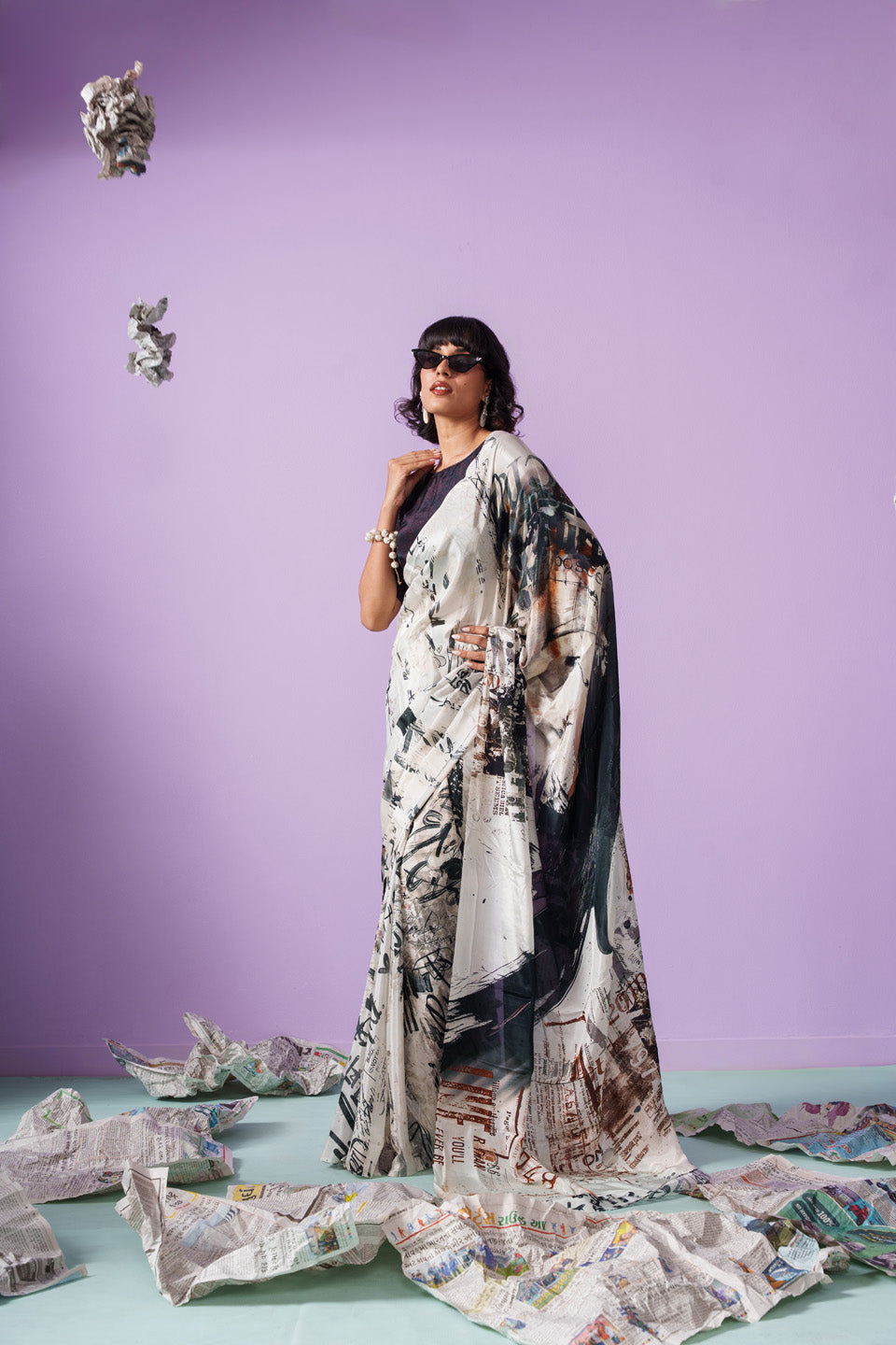 Graffiti Rebellious Elegance Letter Saree
