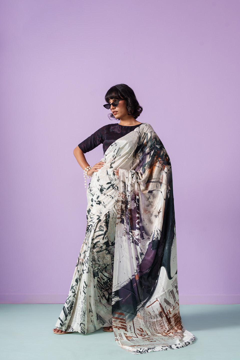 Graffiti Rebellious Elegance Letter Saree