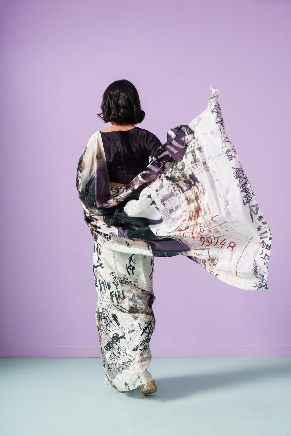 Graffiti Rebellious Elegance Letter Saree
