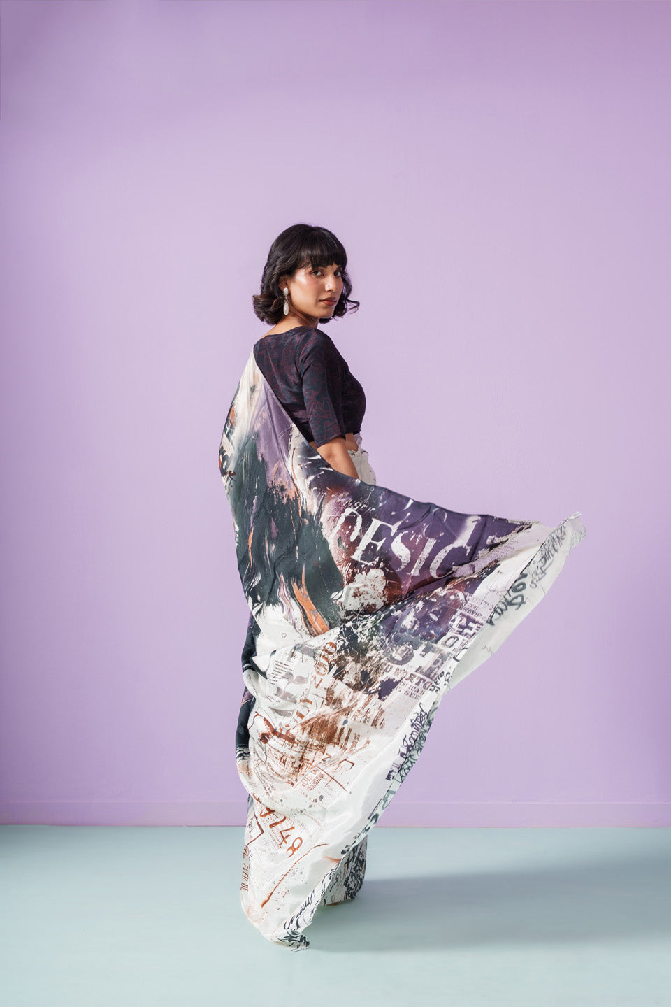 Graffiti Rebellious Elegance Letter Saree