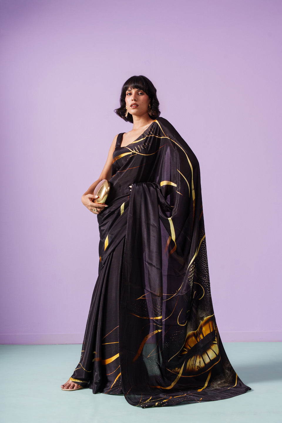 Golden Whispering Lips Saree