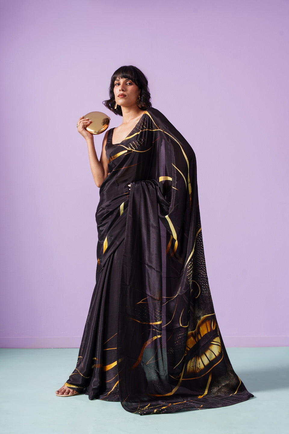 Golden Whispering Lips Saree