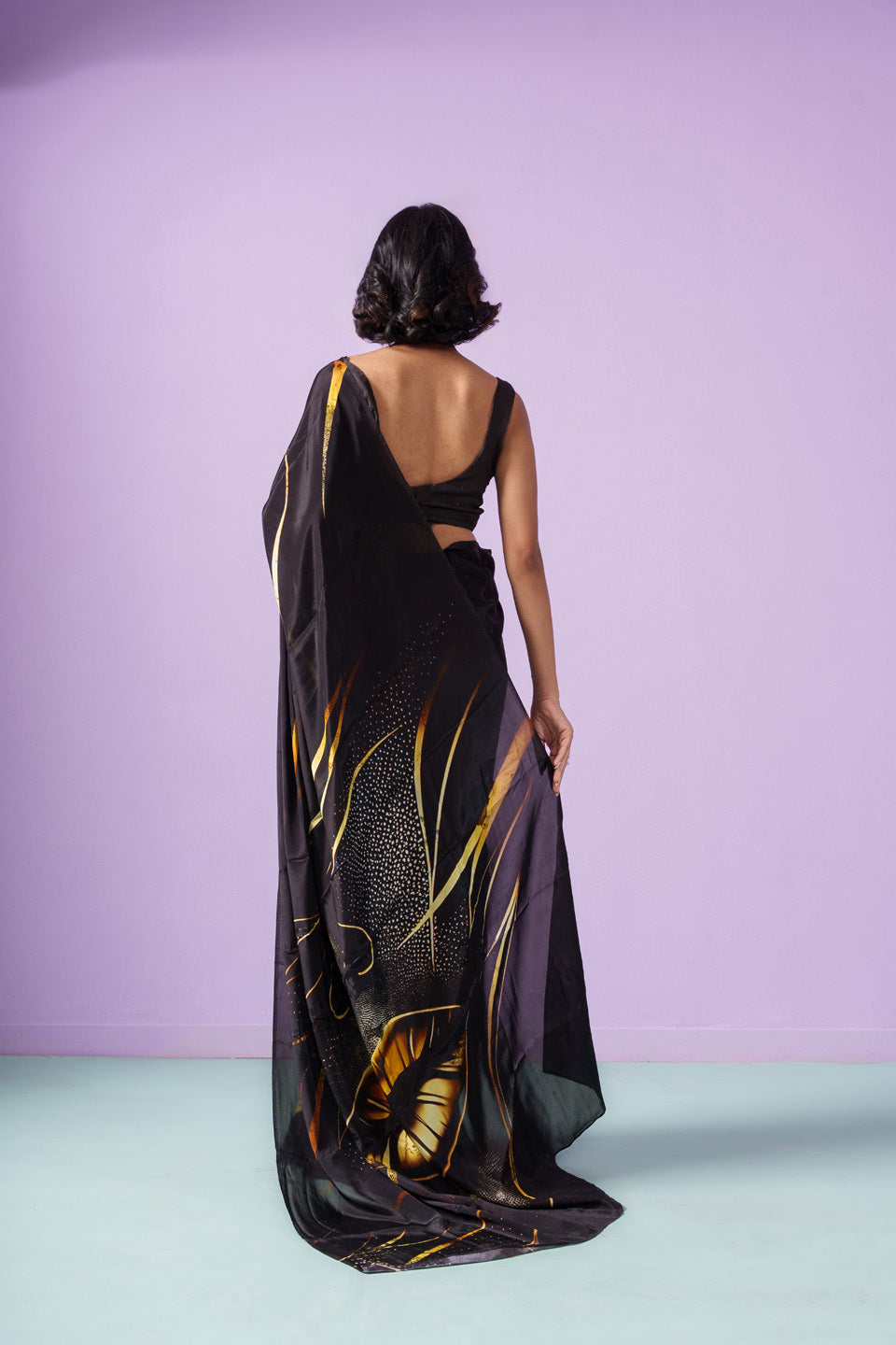 Golden Whispering Lips Saree