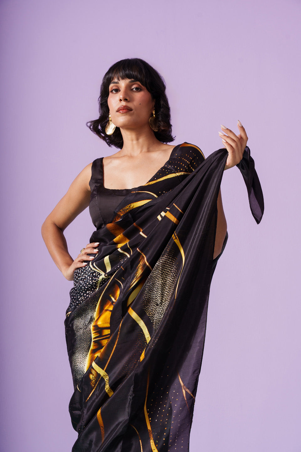 Golden Whispering Lips Saree