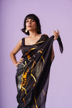 Golden Whispering Lips Saree
