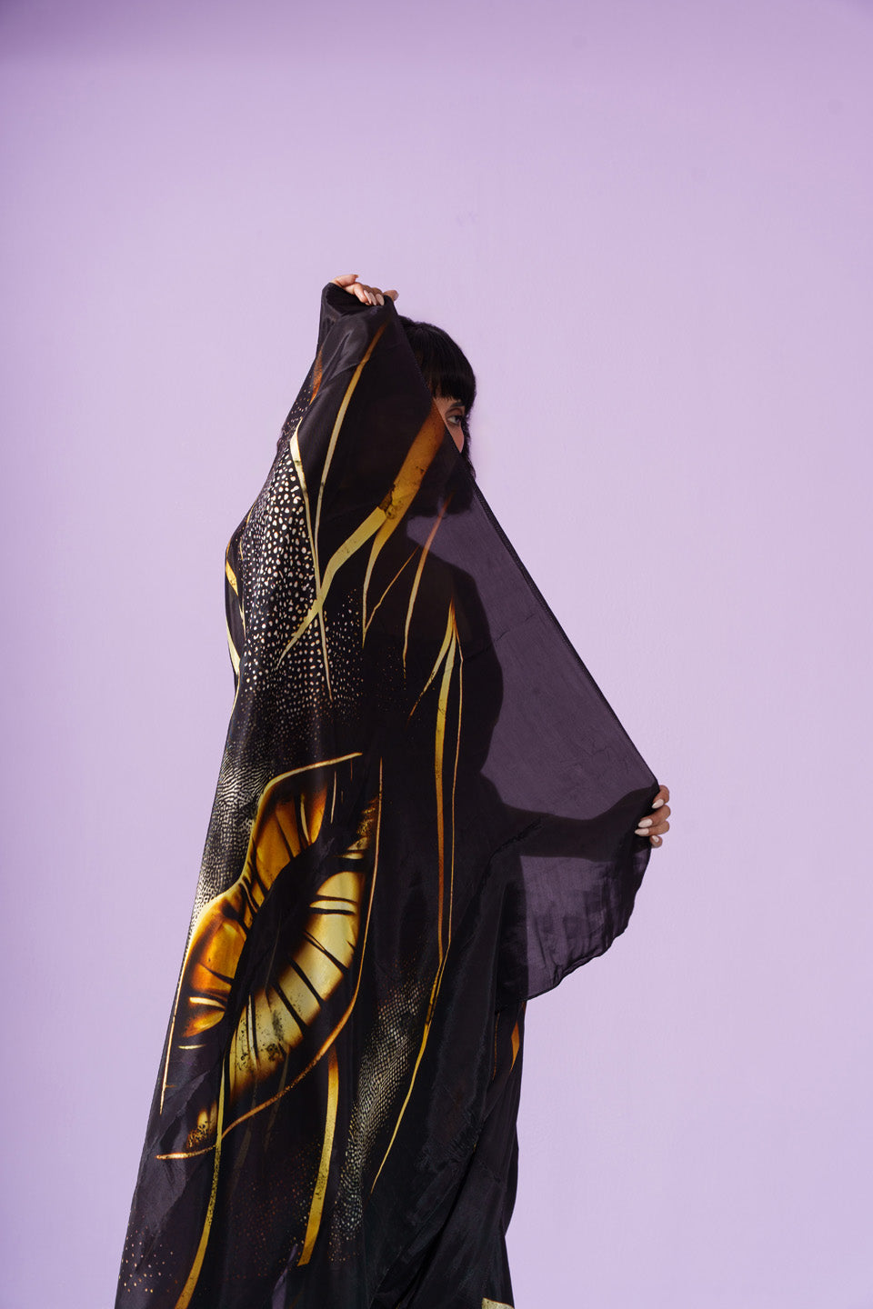 Golden Whispering Lips Saree