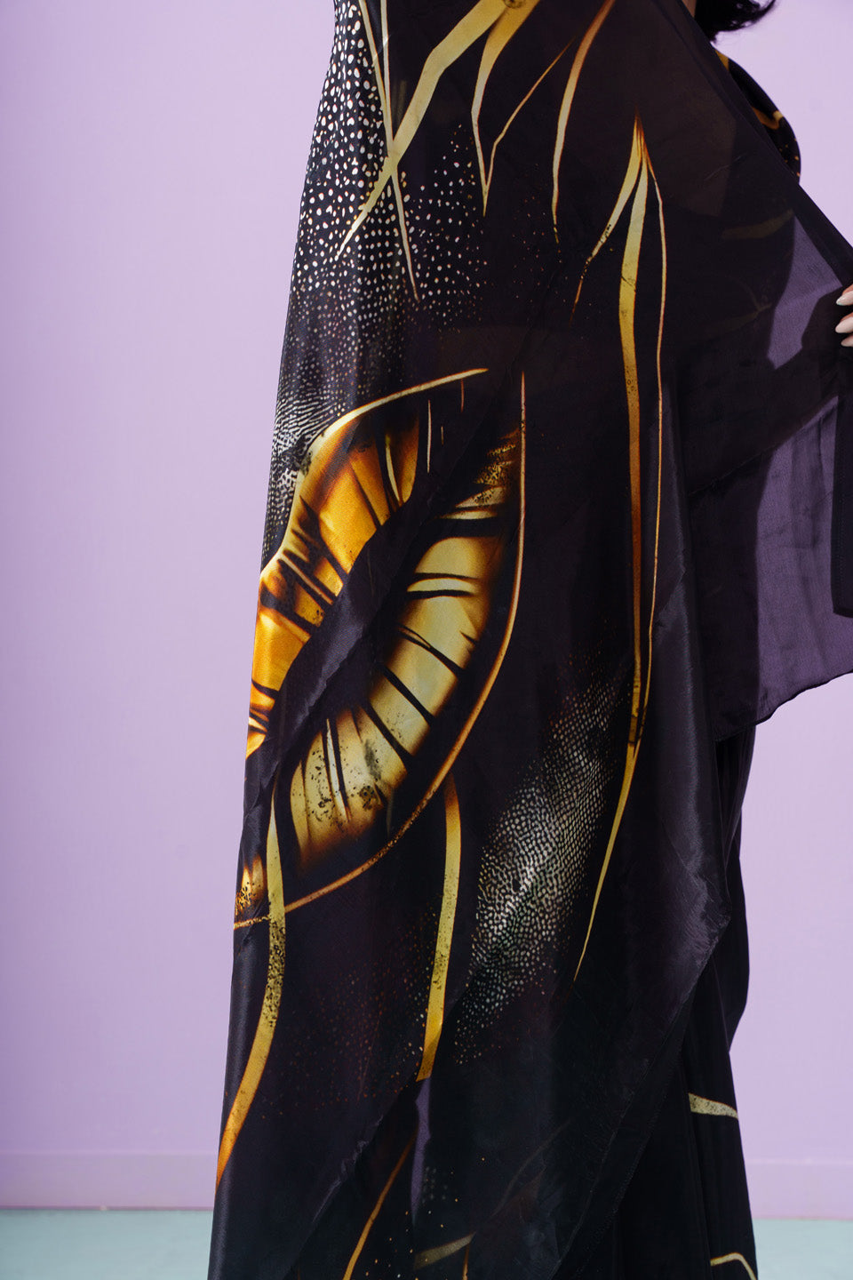 Golden Whispering Lips Saree