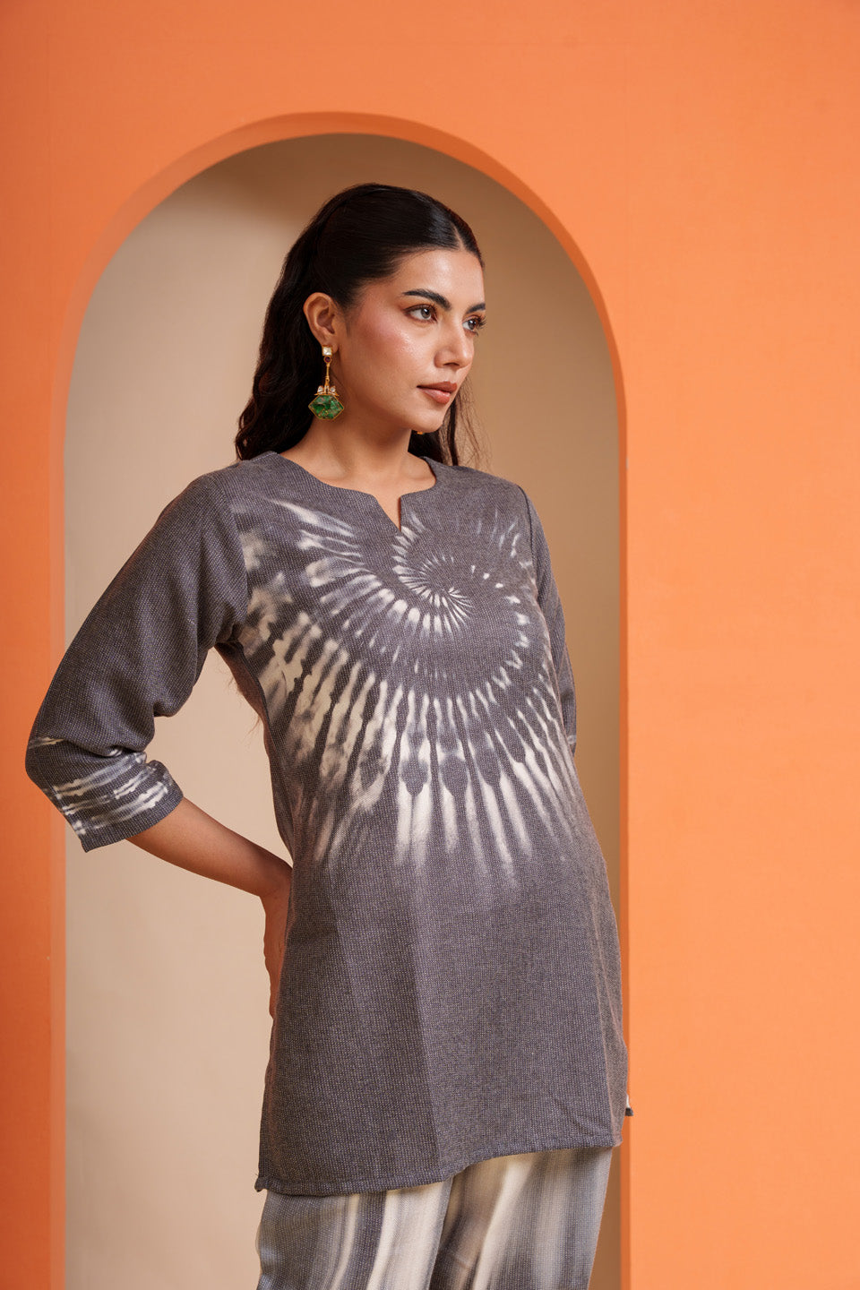 Pencil Gray Black Shiboori/Tie Dye Co-ord Set