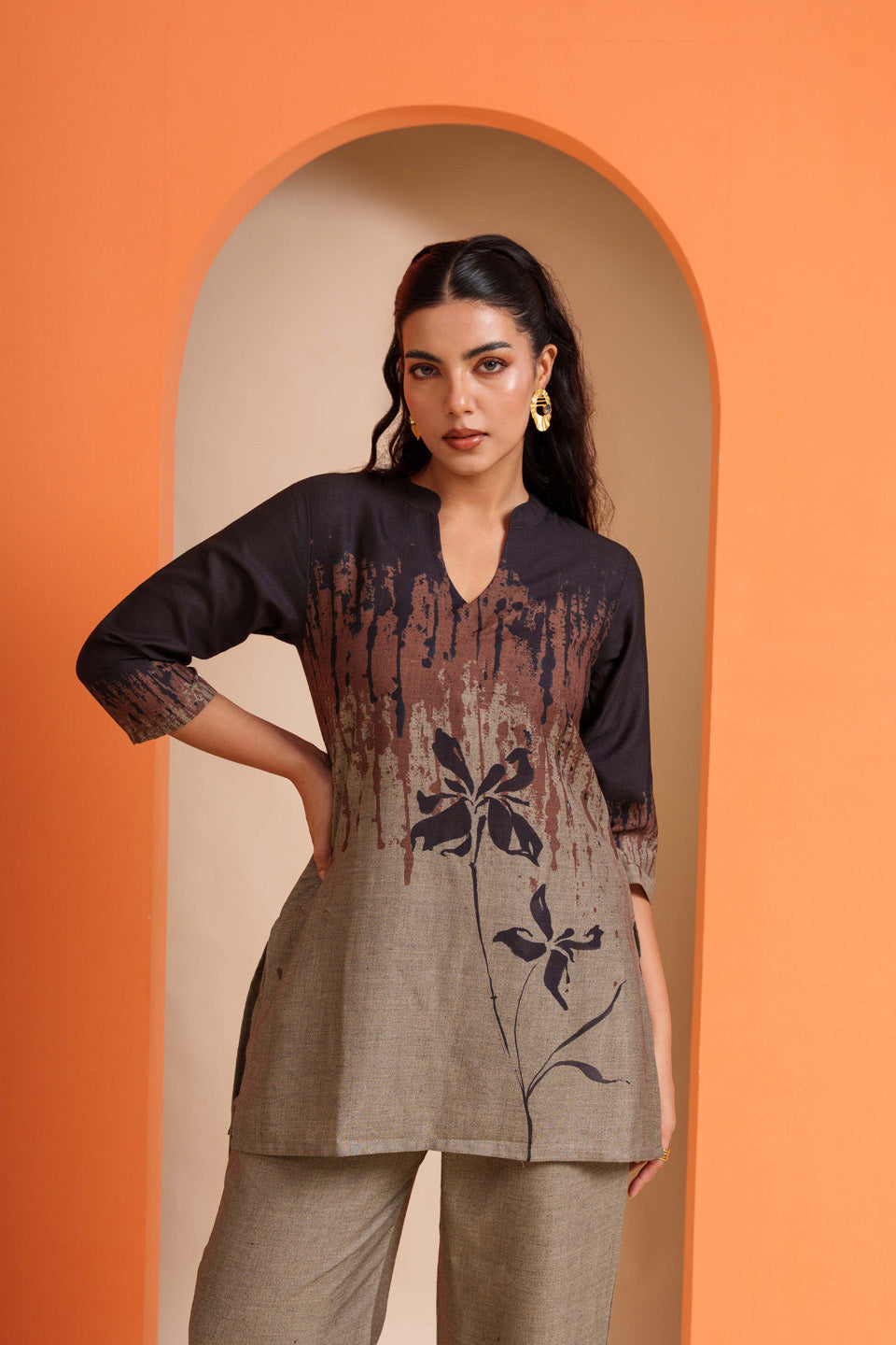 Dark Petals Blooming Flower Co-ord Set