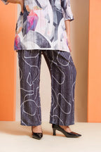 Abstract print co-ord set in viscose fabric, stylish wide-leg pants with top, perfect for parties and everyday wear