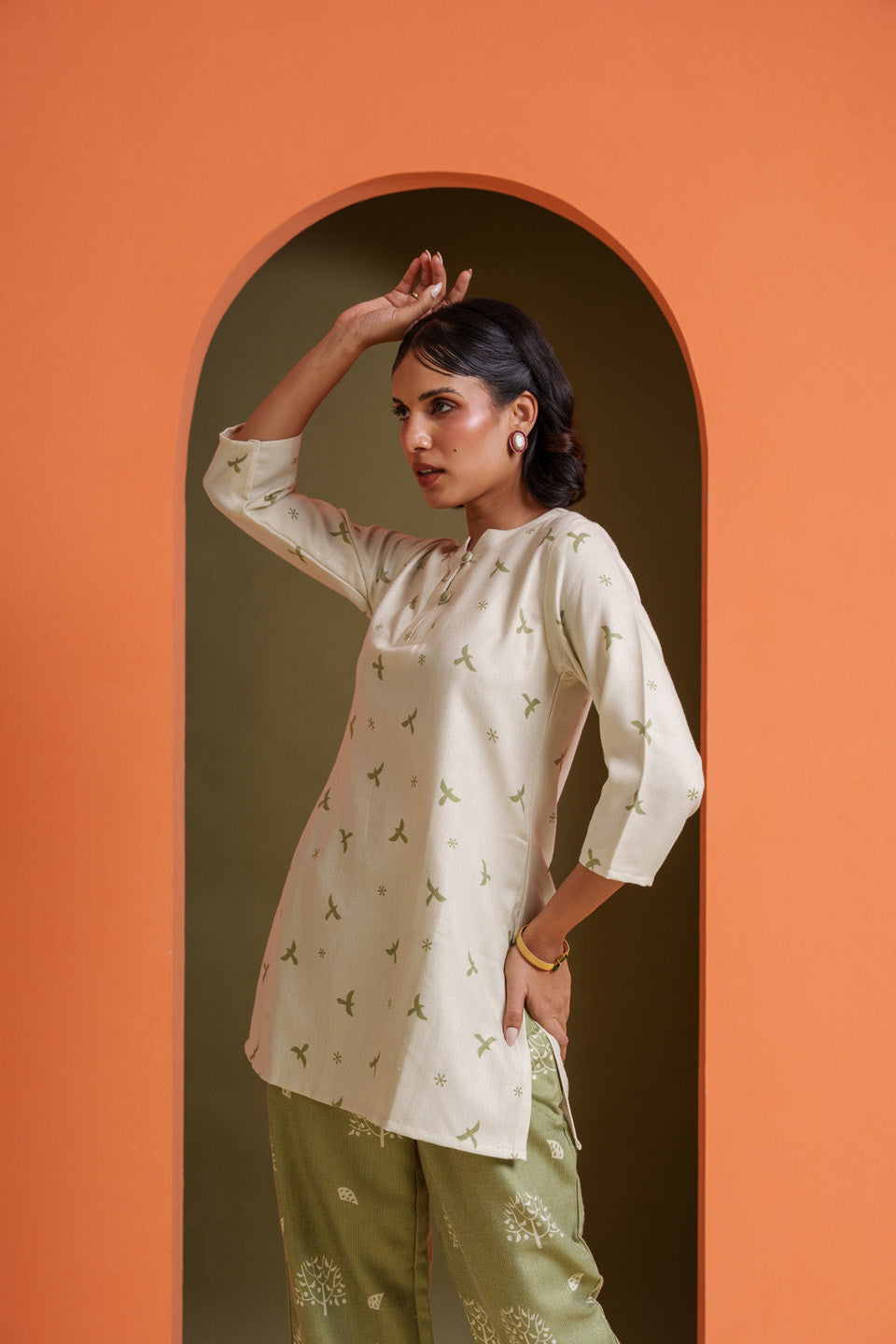 Pistachio Tropical Birdy Safari Co-ord Set
