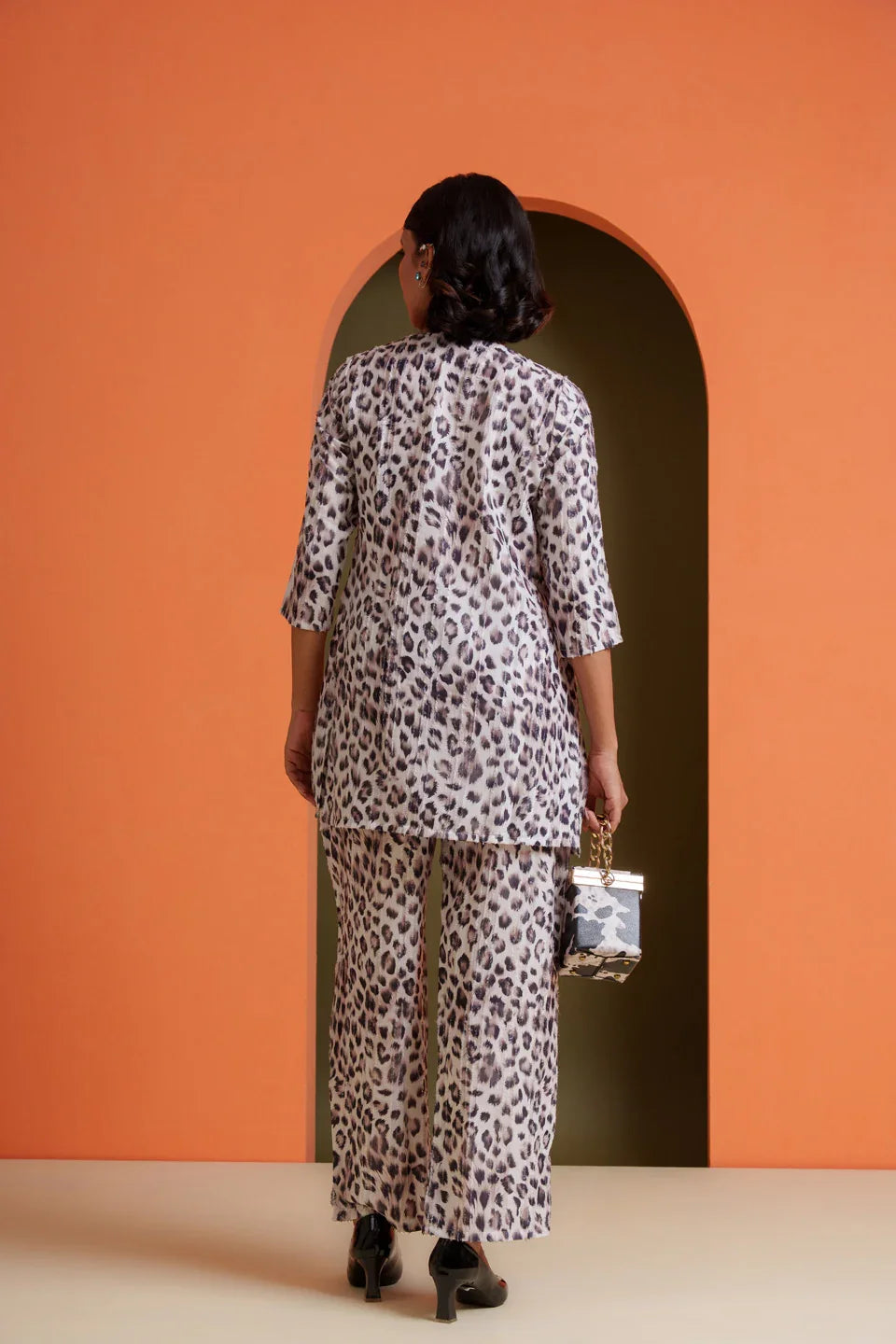 Leopard print co-ord set in viscose fabric, stylish for parties or everyday wear